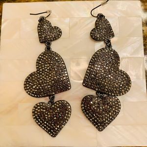 baublebar earrings dangle black hearts NWOT